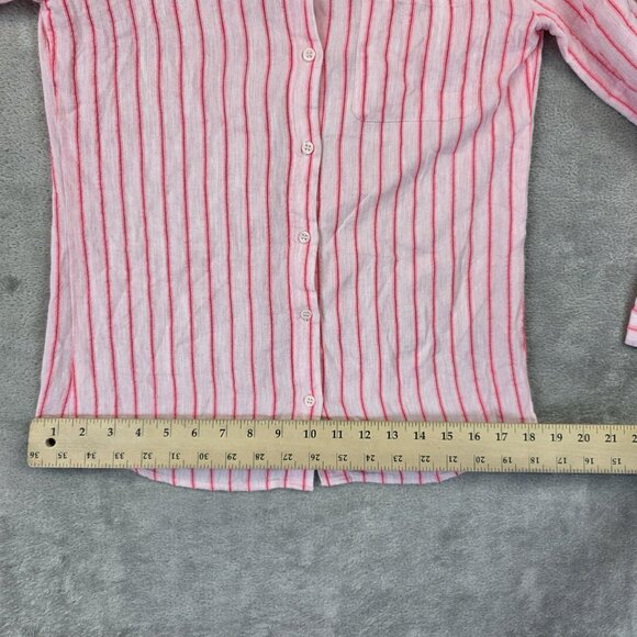 Maison 123 Paris Shirt Womens FR 40 Pink White Striped Button Down Long Sleeve - Picture 7 of 8